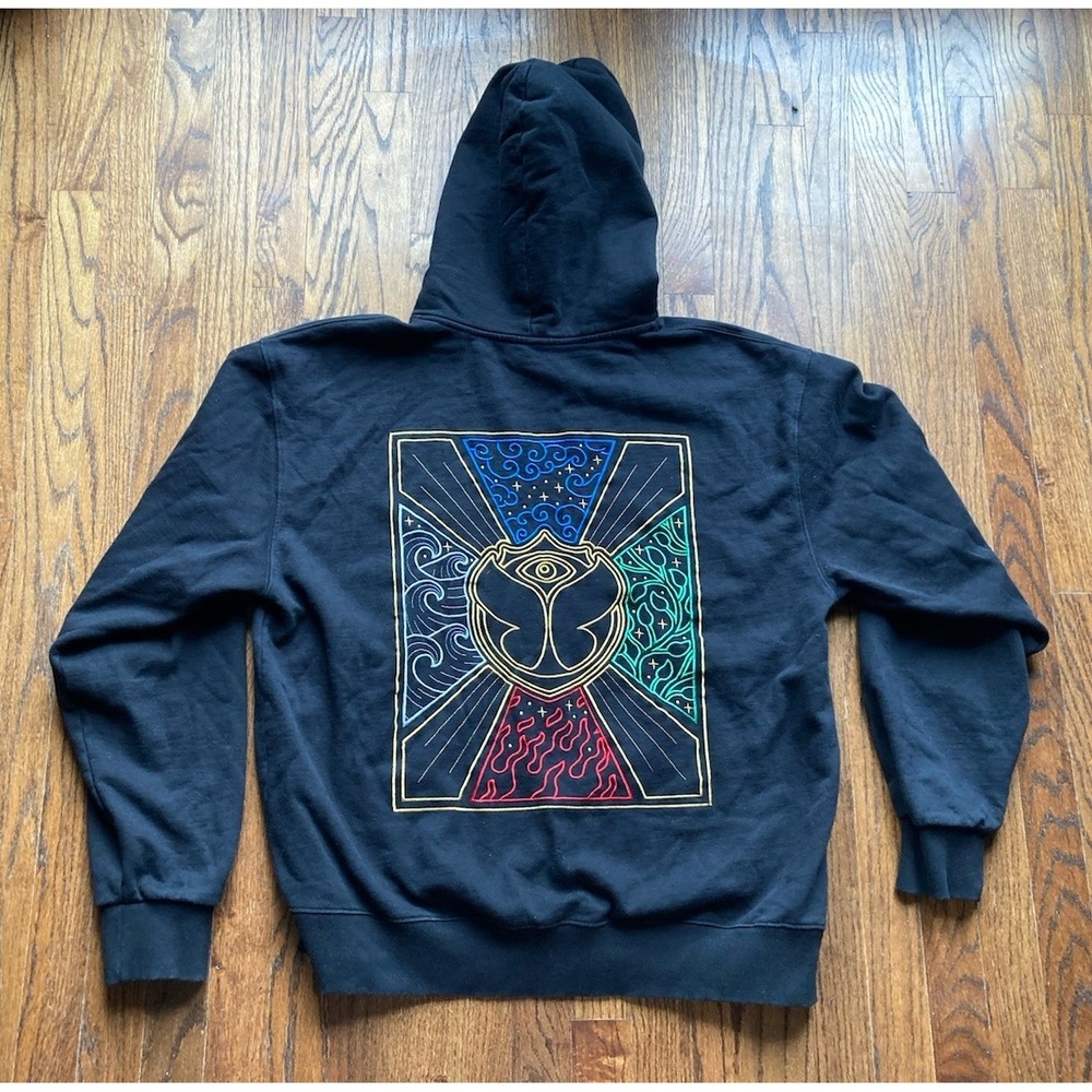 Tomorrowland Festival Sweatshirt Size XL Black Unity Flag Heavyweight Hoodie